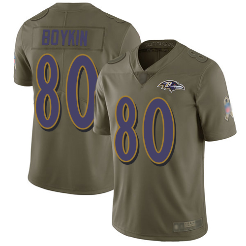 Baltimore Ravens Limited Olive Men Miles Boykin Jersey NFL Football #80 2017 Salute to Service